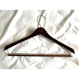 WOODEN SUIT HANGERS. 2 Types - Walnut and Natural. Locking drop bar SEE DESCR - Picture 1 of 10