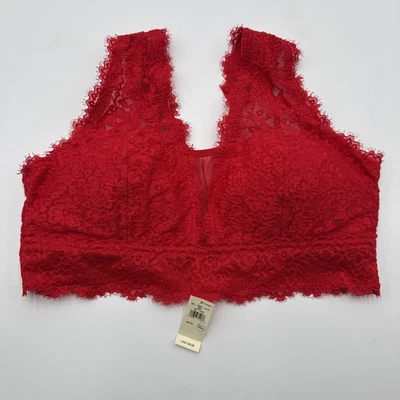 Nuevo Sujetador Aerie de Encaje Suave Acolchado Inalámbrico Forrado Rojo Talla XL Foto 1 de 4