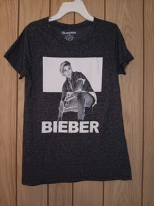 Bluenotes Girls Large JUSTIN BIEBER Graphic T-shirt Gray Pop Music Believers - Picture 1 of 6