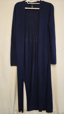 Cárdigan suéter para mujer White House Black Market pequeño azul marino largo plumero abierto Foto 1 de 4