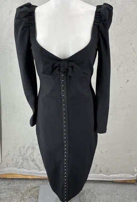 Vestido Betsey Johnson negro lazo grande Y2K caprichoso gótico Babydoll Foto 1 de 4