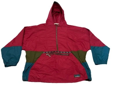 L.L.Bean Vintage 90s Hooded Anorak Jacket Aztec Pullover Made in USA Size Large - Image 1 of 4