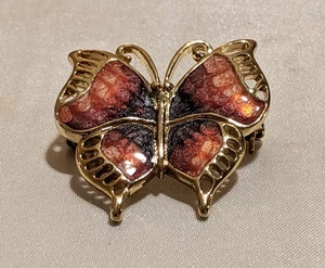 Monet emaillierte Schmetterling Brosche Anstecknadel goldfarben rosa lila EUC - Bild 1 von 4