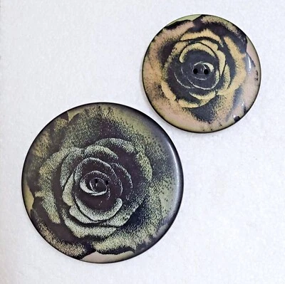 JHB Rose Statement Button 56mm 76mm Gothic Fashion Punk Flower Sewing Art Craft - Image 1 of 4