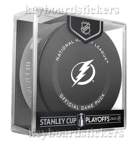 2022 Stanley Cup Playoffs Tampa Bay Lightning Official Game Hockey Puck w/Cube Cover