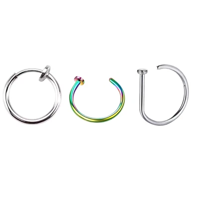 PIERCING NASENPIERCING NASENRING EDELSTAHL RING SEPTUM BCR HUFEISEN FAKE CLICKER - Bild 1 von 4