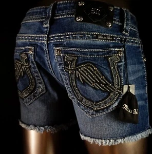 $108 Buckle Miss Me Jeans "Leather Horseshoe Wings" Shorts 28 - Picture 1 of 8