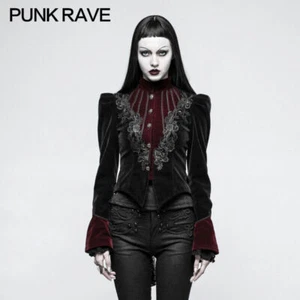 Punk Rave Mujeres Gótico Chaqueta Corta Terciopelo De Colección Vampiro Fiesta Abrigo Steampunk - Imagen 1 de 21