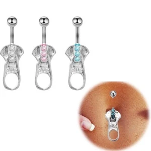 Belly Bars Button Piercing Bar Dangle Navel Body Jewellery Gem Ring Silver Gift - Picture 1 of 2