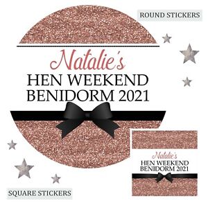 Personalised Hen Do Party Night Weekend Bag Stickers Labels GLOSS 12 COLOURS