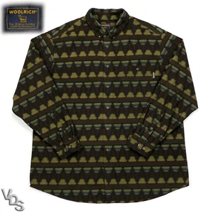 VTG Woolrich Chamois Flannel Shirt Men's 2XLT Deep Hunter Southwest Aztec - Picture 1 of 7