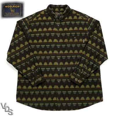 Винтажная мужская фланелевая рубашка Woolrich из замши 2XLT Deep Hunter Southwest Aztec - Изображение 1 из 4