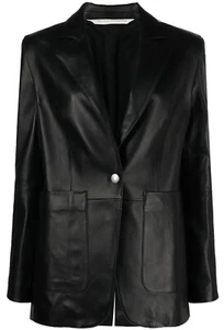 PALM ANGELS LEATHER TRACK BLAZER GIACCA DI PELLE DONNA PWJA011F22LEA0011010 - Imagen 1 de 5