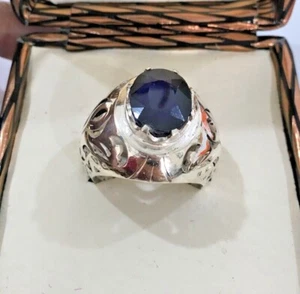 Natural Big African Blue Sapphire Neelam Stone Ring Real African Blue Sapphire - Picture 1 of 6