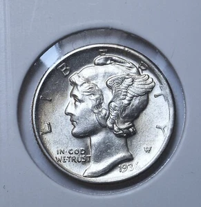 1936-d Mercury Dime . Choice BU . Full Bands - Picture 1 of 2