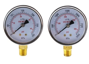 Low and High Pressure Gauges for Propane Regulator - 2.5 inches - 1/4" NPT - Picture 1 of 6