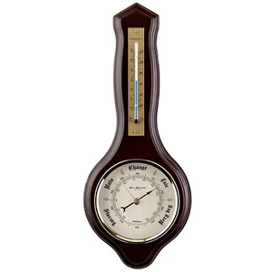 Holz Aneroid Barometer mit Temperatur von Widdop 34 cm B7935 - BESCHÄDIGTE BOX - Bild 1 von 3