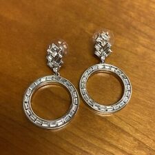 Nolan Miller Glamour Collection Crystal Baguette Open Circle Earrings