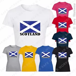 Ladies Scottish Flag T Shirt - Scotland -Union Jack UK Lovely Present - Picture 1 of 17