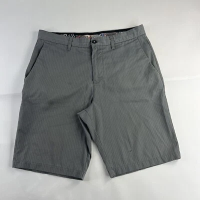 Шорты Volcom 34 X 10 серые мужские в полоску Chino Embrace сменные повседневные с пятнами б/у - Изображение 1 из 4