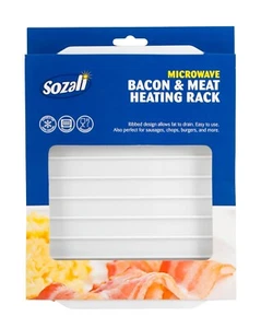 Microwave Bacon & Meat Heating Rack Kitchen Aid Ribbed Fat Draining Easy Clean - Picture 1 of 7