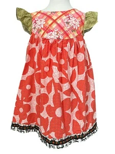 Matilda Jane Girls Portugal Art Fair Flutter Red Floral Dress EUC Size 6 - Picture 1 of 4
