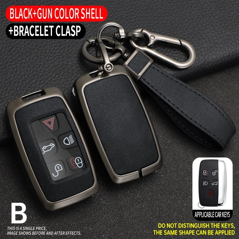 Leather Key Fob Case Cover For Range Rover Evoque Discover Jaguar Accessories - Image 1 of 4