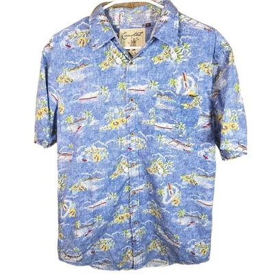 Coastal Hawaiian Shirt Men's Size Large Short Sleeve Button Up Boats Guitars - Image 1 of 4