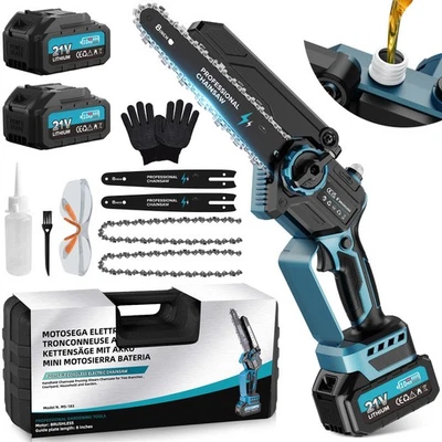 Mini Motosega 8 Pollici Elettrica a Batteria Brushless con 8000mAh 1200W