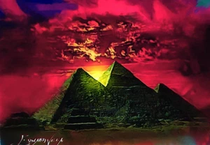 Tarjeta impresa de edición limitada firmada por artista de La Gran Pirámide de Gaza 2024 34 de 50 - Imagen 1 de 4