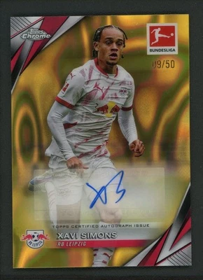 2025 XAVI SIMONS 09/50 AUTO TOPPS CHROME BUNDESLIGA LAVA GOLD AUTOGRAPHS - Image 1 of 2