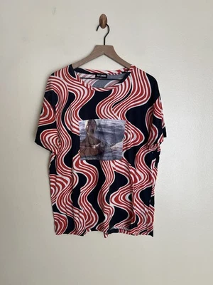 Camiseta/Corte y Cosido RAF SIMONS Azul Marino Rojo Blanco etc.(Patrón total) XL Foto 1 de 4