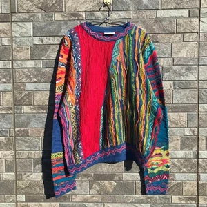 COOGI sweater 3D knit 100% Cotton Size M Men's Multicolor Body width 68cm - Picture 1 of 16