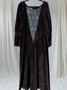 VTG REN FAIRE MAXI DRESS BROWN VELVET TAPESTRY DETAIL Women’s L? Renaissance - Picture 1 of 24