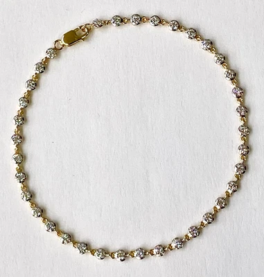 Brazalete amarillo de 7" de cadena de eslabones de tenis de diamantes cultivados en laboratorio de corte redondo de 1 quilate Foto 1 de 4