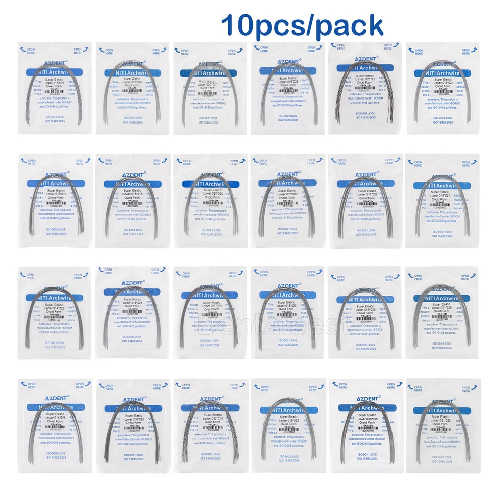 AZDENT Super Elastic Rectangular Ovoid Niti Arch Wire - 100 Pieces