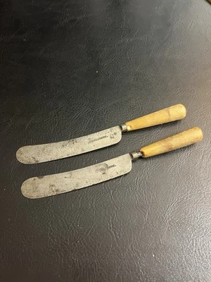 VTG Sheffield Eagle Works Ibbotson Peace Co Carbon Horn Knife Set Knife Butter - Image 1 of 4