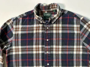 Gitman Bros Vintage  Brushed Cotton Flannel Shirt Sz L Made In USA Blue Plaid - Picture 1 of 9