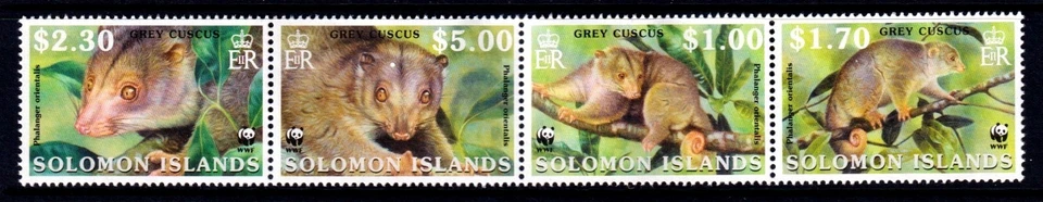 Islas Salomón 2002 Gris Cuscus - WWF Completo Como Nuevo MNH Juego Tira SC 927-930a Foto 1 de 1