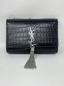 Calfskin Crocodile Embossed Small Classic Monogram Kate Tassel - Picture 1 of 21