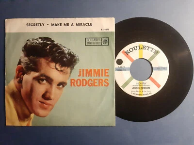 JIMMIE RODGERS SECRETLY/MAKE ME A MIRACLE ROULETTE 7"+PS US ROCK'N'ROLL  - Image 1 of 2