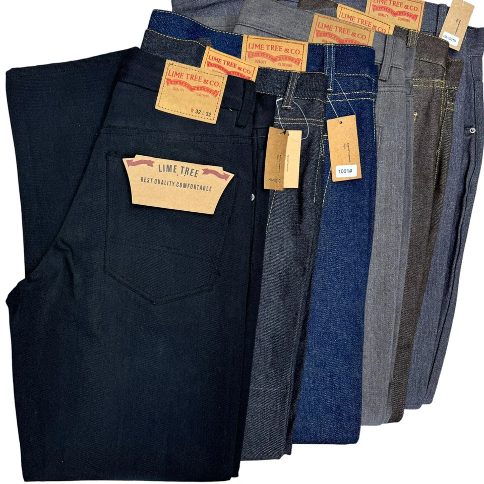 LIME TREE Men's Regular Fit Straight Leg Denim Jeans Size 30-52 - Image 1 of 1