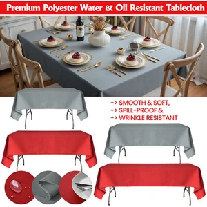 Polyester Rectangle Table Cloth Cover Kitchen Banquet Wedding Party Decoration - Picture 1 of 22