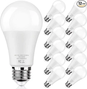 LED Light Bulbs , A19 13W 5000K Daylight White,12-Pack,E26 Edison Screw Bulbs - Picture 1 of 7