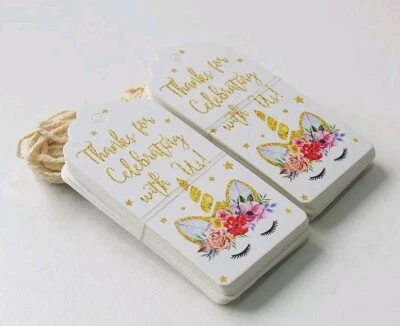 Juego de 25 piezas, etiquetas de unicornio de papel decoración de fiesta favores de fiesta  Foto 1 de 3