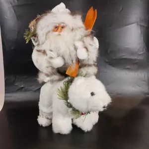 Plüsch weiß Old World Woodland Santa Reiten Eisbär Ski 14,5 Zoll groß - Bild 1 von 9