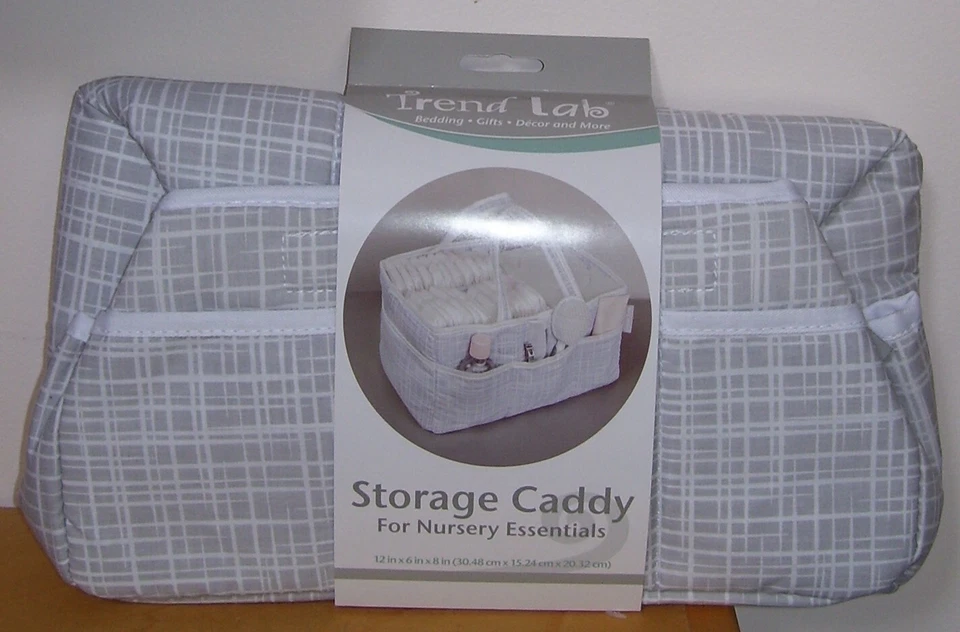 Trend Lab Gray White Storage Caddy Nursery Diaper Organizer - Image 1 of 2