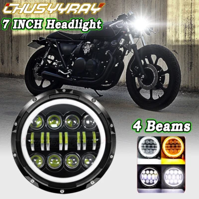 For Victory V92 C SC TC Cruiser Motorcycle 7" LED Headlight Hi/Lo Beam Ring DRL - Image 1 of 4