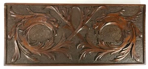Antique Finely Carved Bas Relief Panel in Walnut of Opposing Griffins - Picture 1 of 6