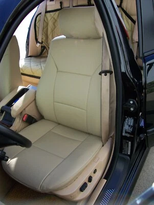 for BMW 5 SERIES E39 1996-2003 IGGEE S.LEATHER CUSTOM FIT 2 FRONT SEAT COVERS - Image 1 of 4